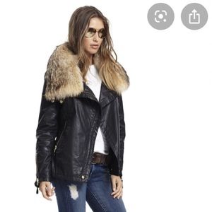 SAM NYC Moto Coat With Genuine Coyote Collar